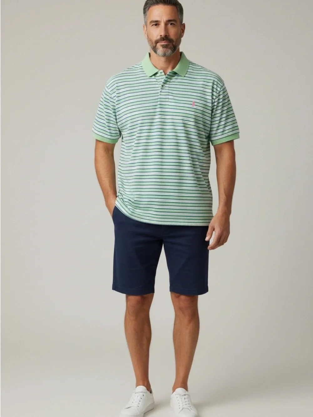 Polo by Ralph Lauren Mint and Blue Striped Polo‎